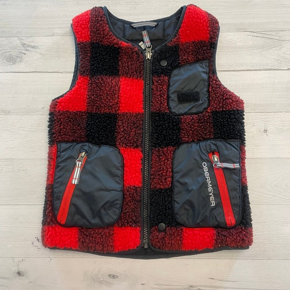 Obermeyer Red Plaid Explorer‎ Sherpa Vest size 4